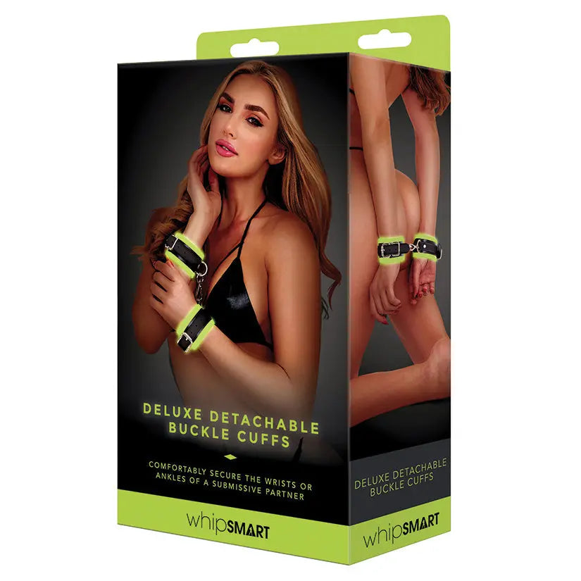 Whip Smart Glow in the Dark Deluxe Detachable Buckle Cuffs My Store
