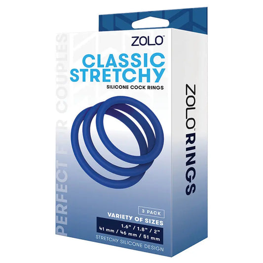 Zolo Stretchy Silicone Cock Ring Pack of 3-Blue My Store