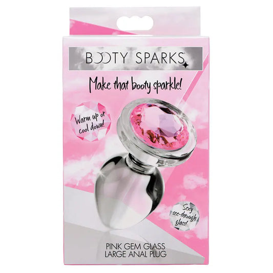Booty Sparks Pink Gem Glass Anal Plug-Large My Store