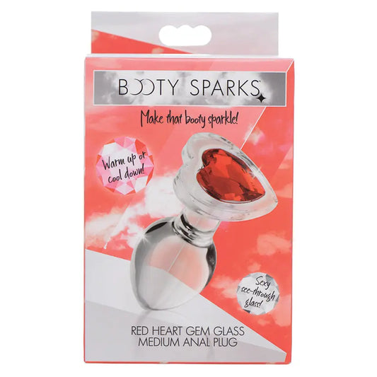 Booty Sparks Red Heart Gem Glass Anal Plug-Medium My Store