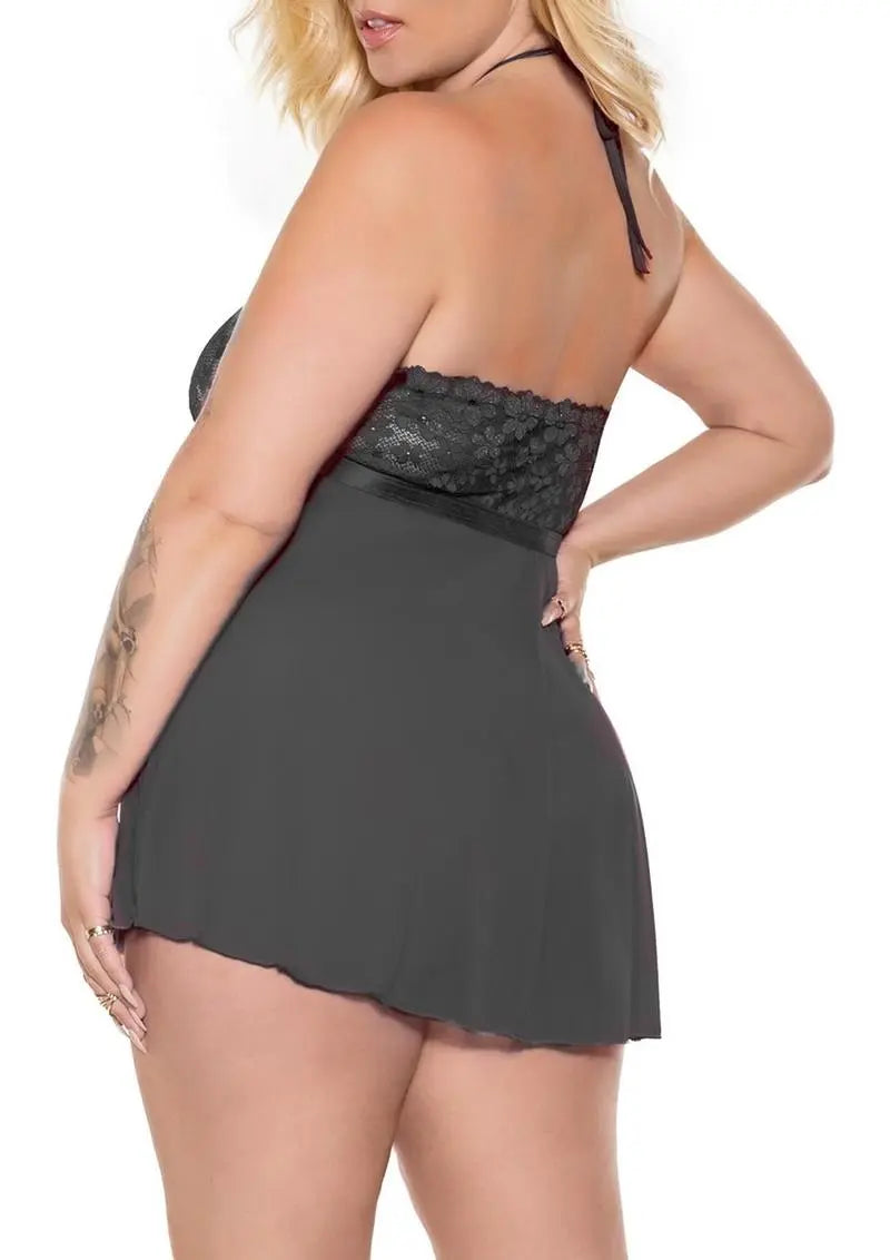 Pink Pussycat Plus Size Babydoll and G-String Set Shop Erotic